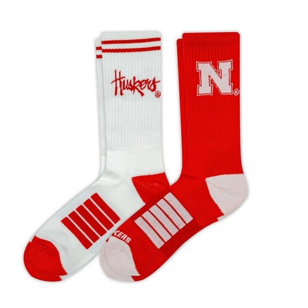 Nebraska Huskers Crew Socks Red & White | Medium/Large | NCAA Game Day - Picture 2 of 4